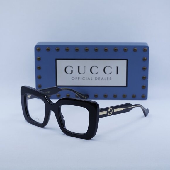 Final Price! Gucci GG1554O 001 Shiny Black Eyeglasses 49mm - Picture 5 of 11